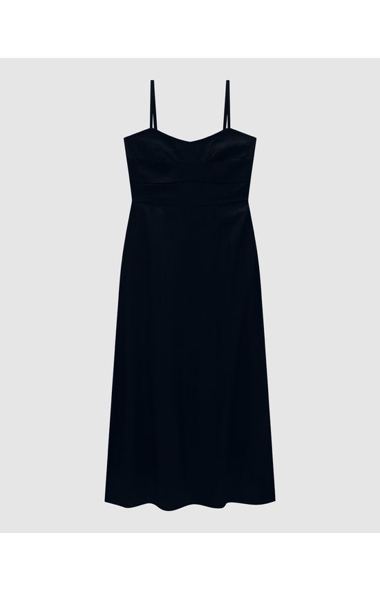 Vestido Midi Feminino Evasê Fenda Lateral Em Tecido Jacquard - ENFIM