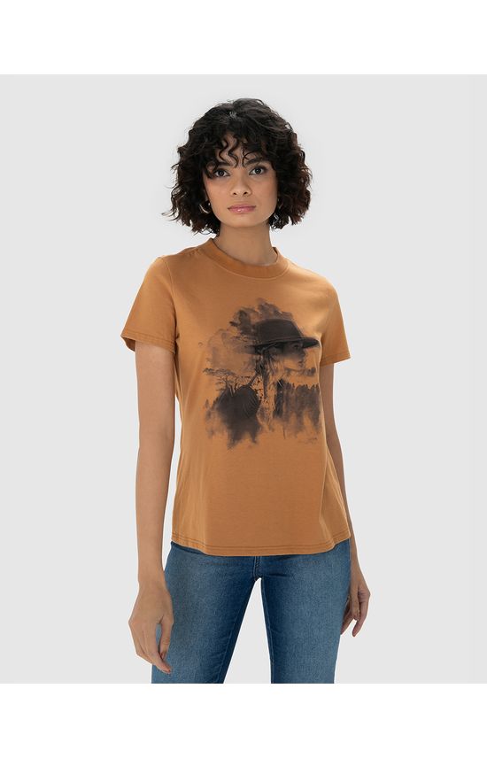 T-Shirt Feminina Slim Estampa Ilustrativa Em Algodão - ENFIM