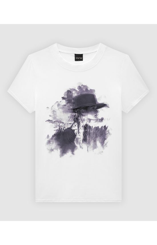 T-Shirt Feminina Slim Estampa Ilustrativa Em Algodão - ENFIM