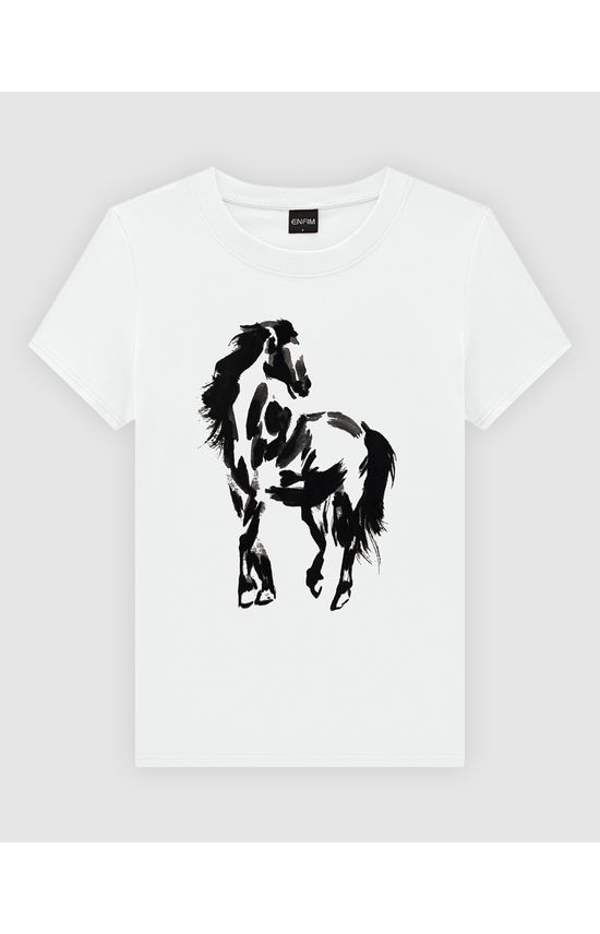 T-Shirt Feminina Slim Estampa Aveludada Em Algodão - ENFIM