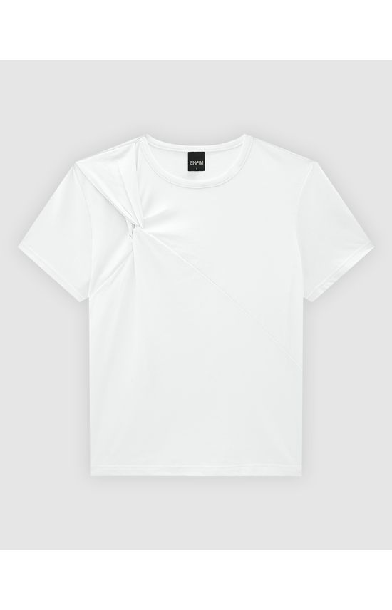 T-Shirt Feminina Slim Detalhe Torção Frontal Em Algodão - ENFIM