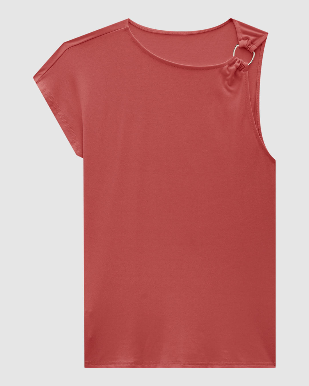 Blusa Feminina Assimétrica Argola Frontal Em Viscose Stretch - ENFIM