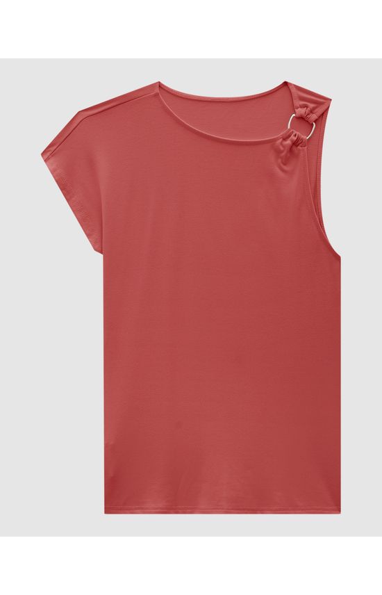 Blusa Feminina Assimétrica Argola Frontal Em Viscose Stretch - ENFIM