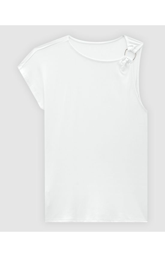 Blusa Feminina Assimétrica Argola Frontal Em Viscose Stretch - ENFIM