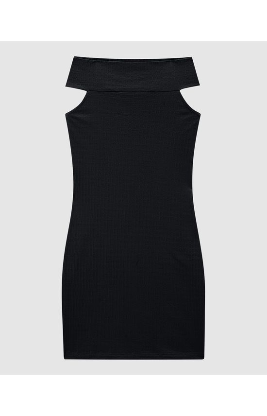 Vestido Justo Feminino Decote Ombro A Ombro Em Malha Texturizada - ENFIM