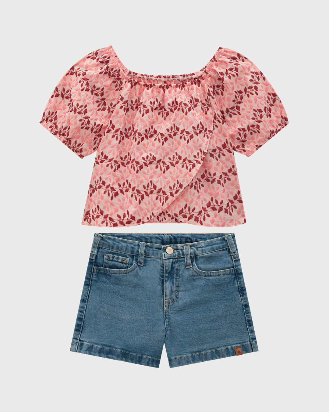 Conjunto Menina Blusa Em Tecido Bordado - Carinhoso - Imagem 13