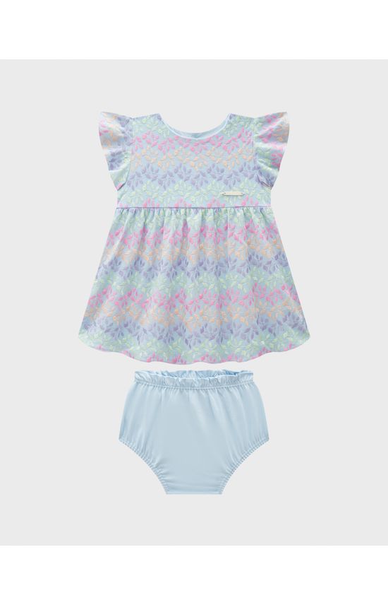 Conjunto Menina Vestido Bordado + Calcinha - Carinhoso