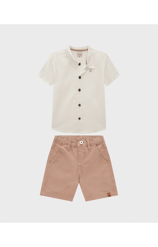 Conjunto Menino Camisa Manga Curta E Bermuda - Carinhoso