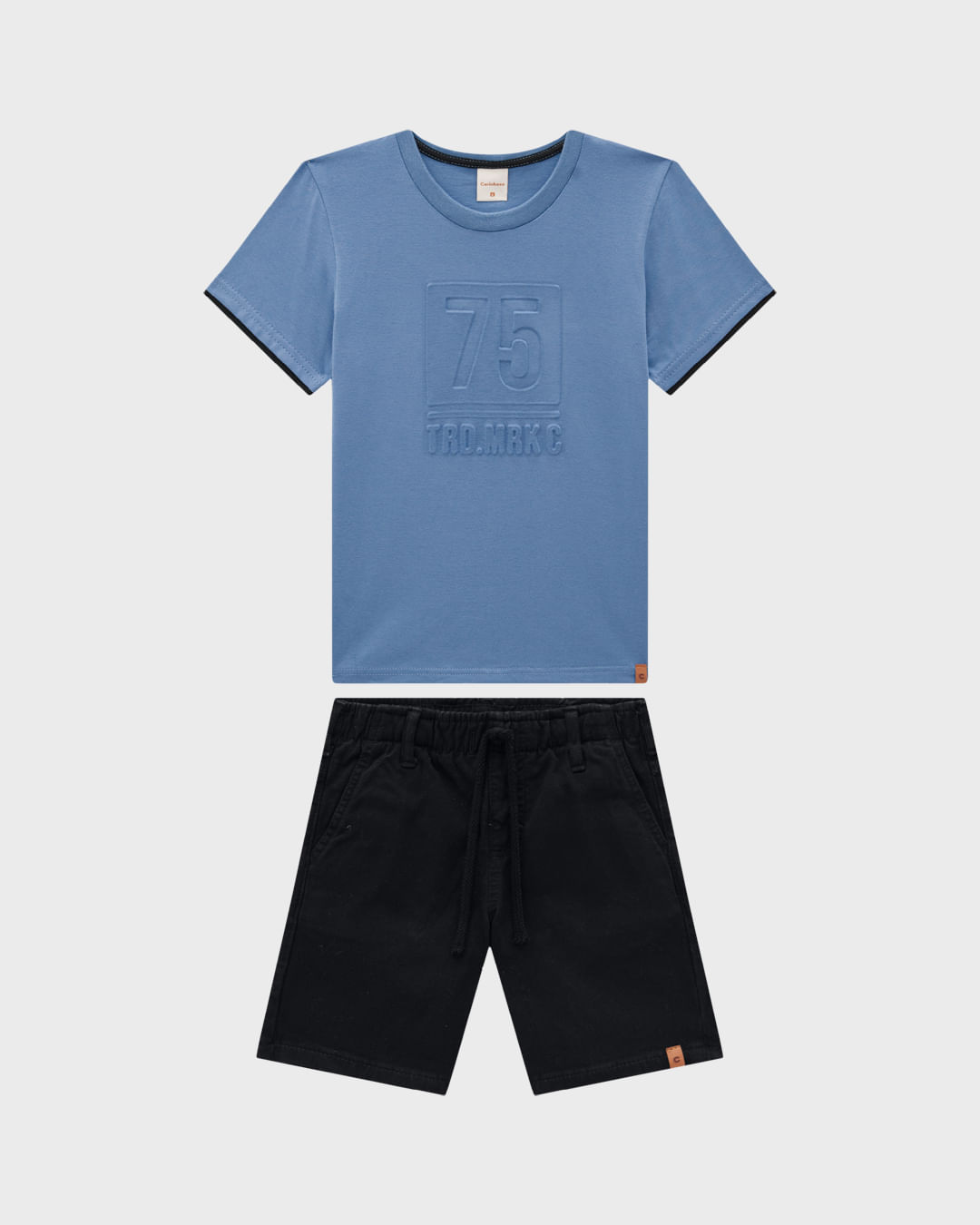 Conjunto Menino Camiseta Estampa Alto Relevo Em Algodão - Carinhoso
