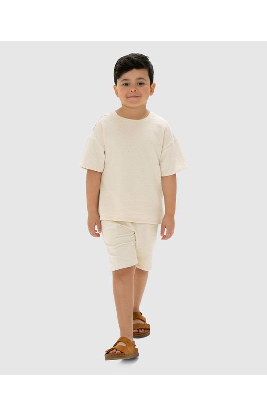 Conjunto Menino Camiseta E Bermuda Em Malha Texturizada - Carinhoso