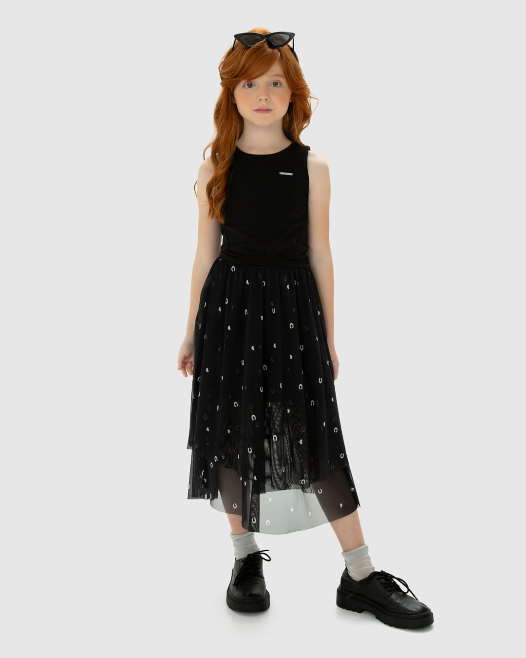 Conjunto Menina Blusa E Saia Midi Em Tule - Carinhoso