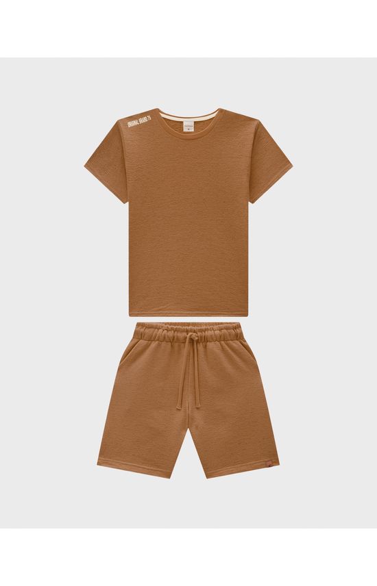 Conjunto Menino Camiseta E Bermuda Em Malha Texturizada - Carinhoso