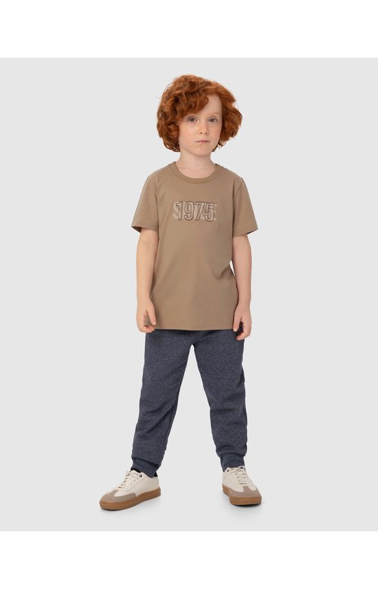 Camiseta Menino Estampa Frontal Bordada Em Algodão - Carinhoso
