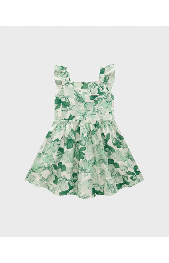 Vestido Menina Estampa Laço Em Algodão Texturizado - Carinhoso