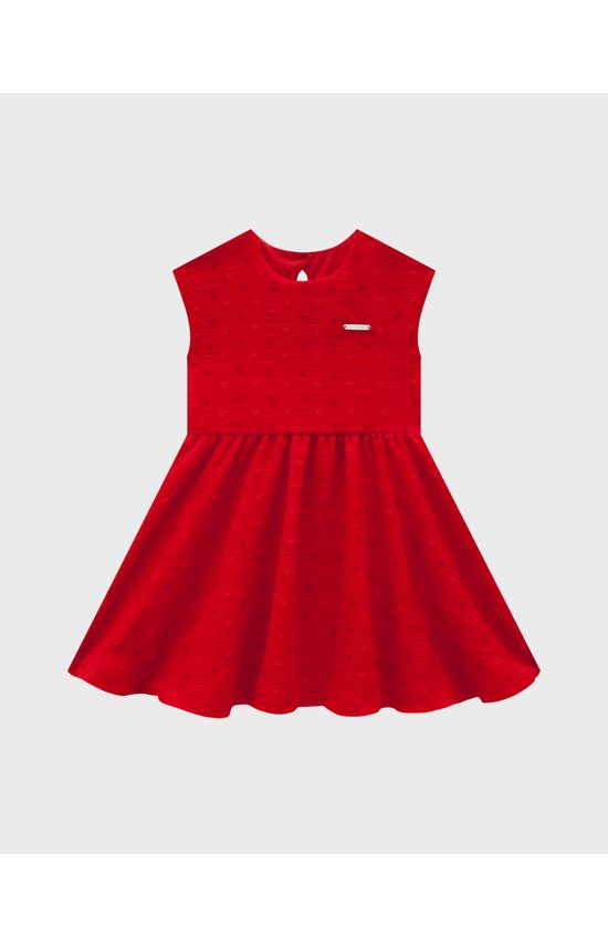 Vestido Menina Rodado Em Plumetis Coração - Carinhoso