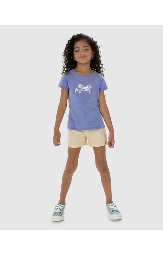 Blusa Menina Estampa Metalizada Em Algodão - Carinhoso