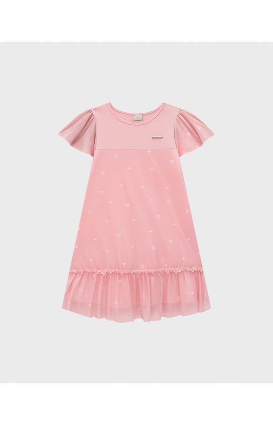 Vestido Menina Camadas Em Algodão E Tule - Carinhoso