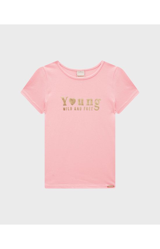 Blusa Menina Estampa Lettering Em Algodão - Carinhoso