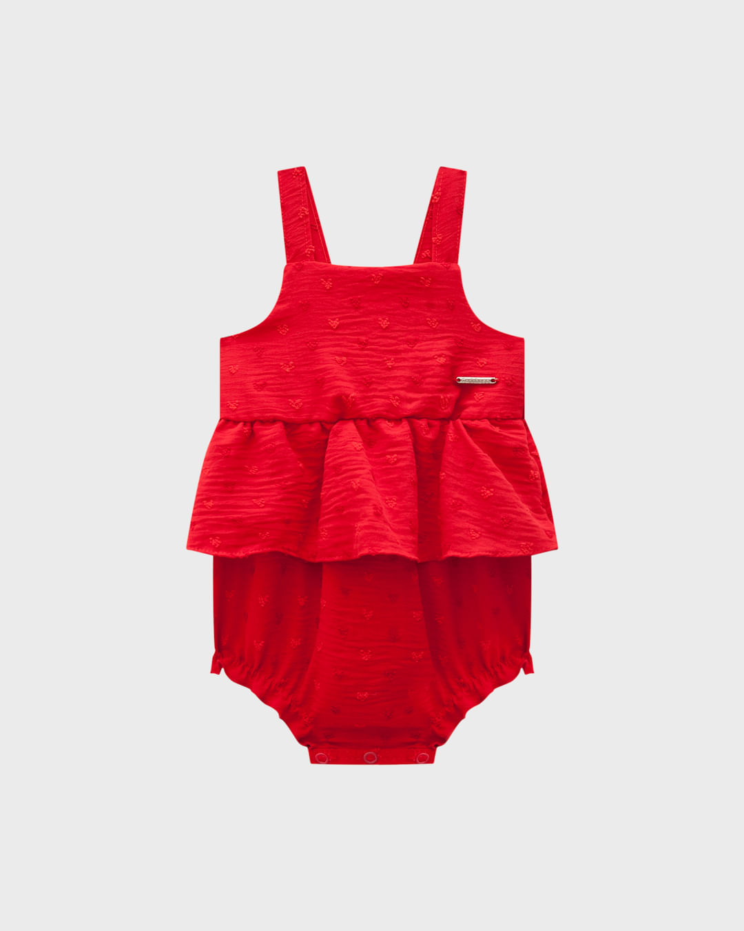 Macaquinho Menina Acinturado Em Plumetis Coração - Carinhoso - Imagem 3