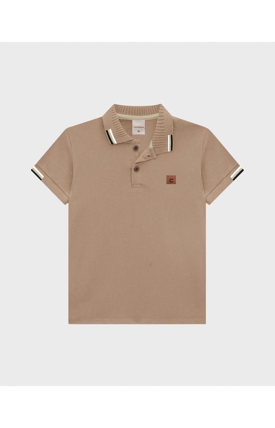 Camisa Polo Menino Detalhe Retilínea Em Piquet Stretch - Carinhoso