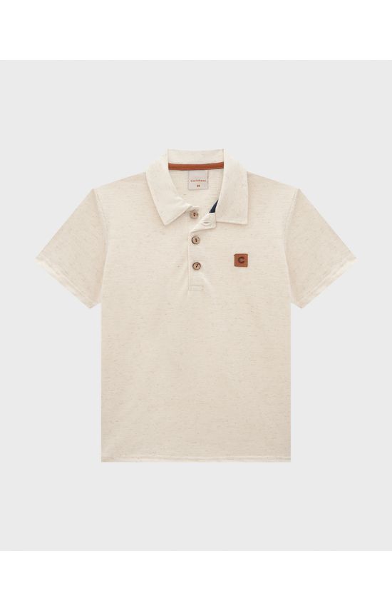 Camisa Polo Menino Manga Curta Em Malha Rajada Linho - Carinhoso