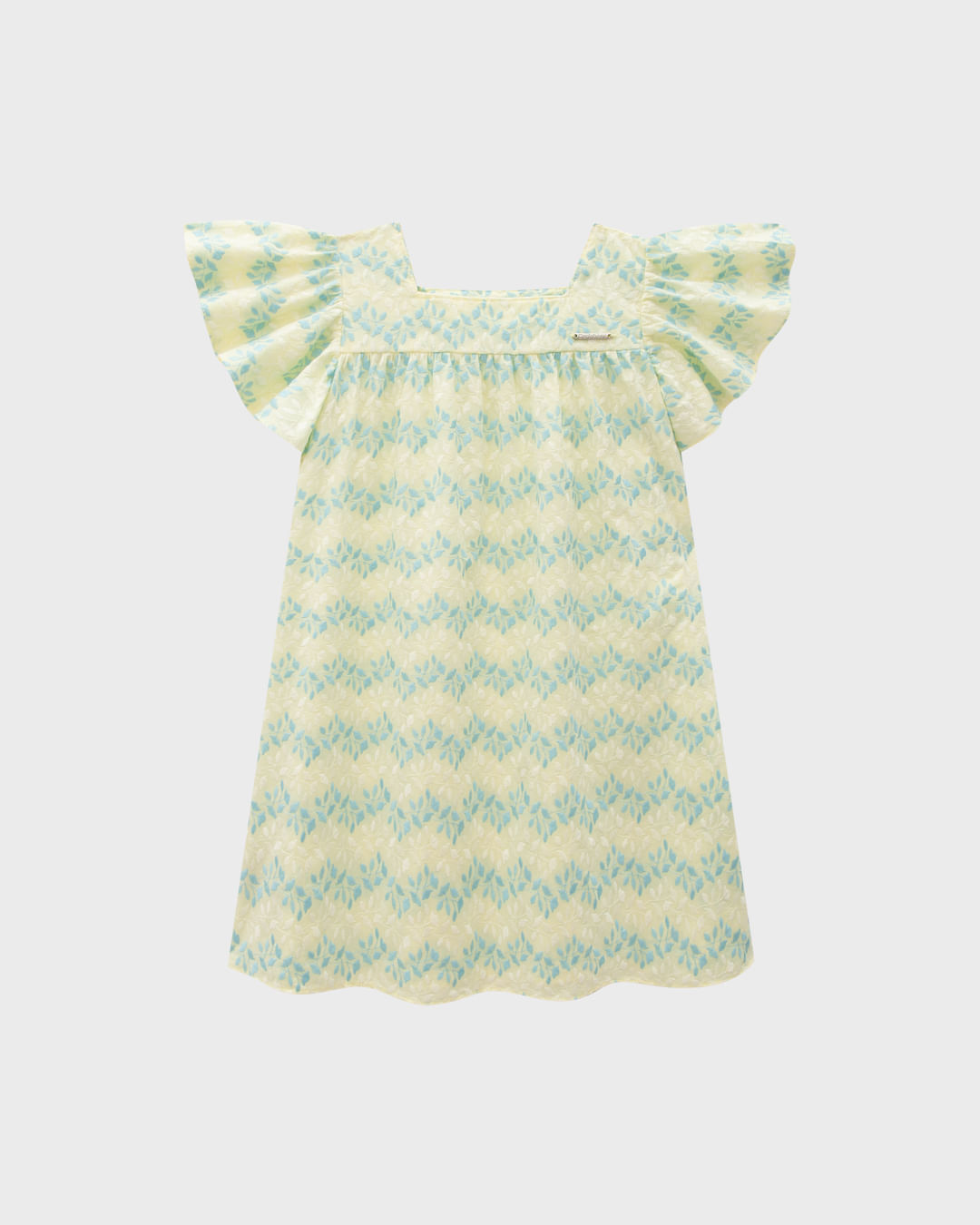 Vestido Menina Decote Quadrado Em Tecido Bordado - Carinhoso - Imagem 4