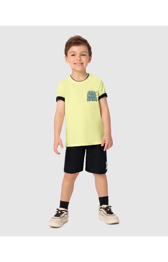 Conjunto Infantil Menino Camiseta Estampa Frente E Costas Malwee Kids