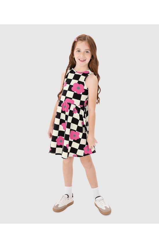 Vestido Infantil Estampa Quadriculada Em Algodão Malwee Kids