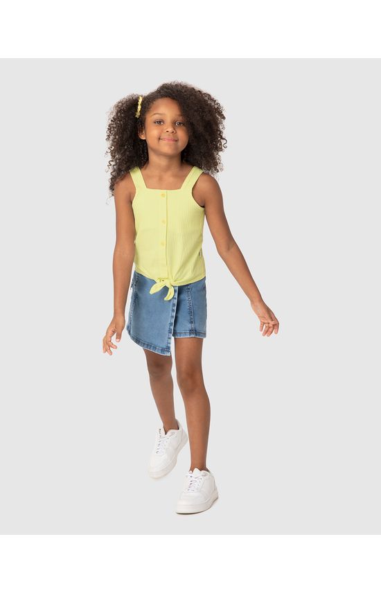 Regata Infantil Menina Amarração Frontal Em Malha Texturizada Malwee Kids