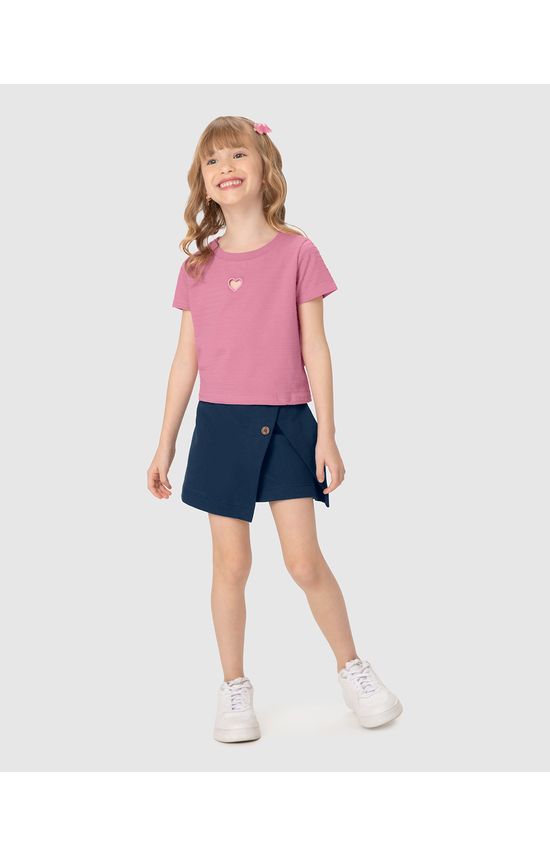 Conjunto Infantil Menina Blusa Box + Shorts Saia Malwee Kids