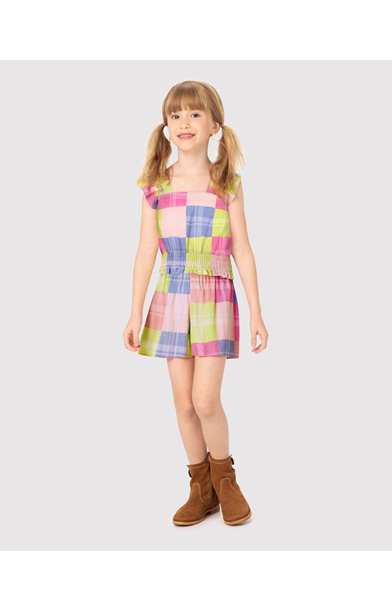 Conjunto Infantil Menina Estampa Xadrez Em Viscose Malwee Kids