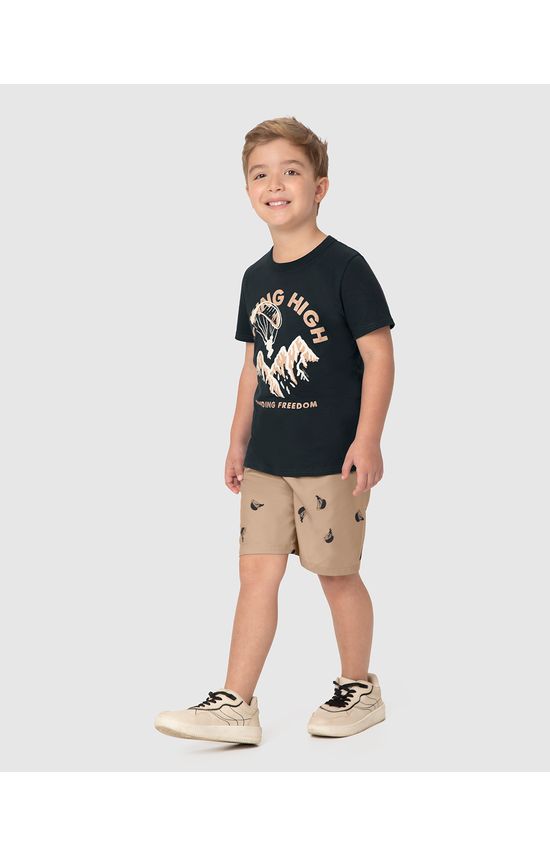Conjunto Infantil Menino Camiseta E Bermuda Com Estampas Malwee Kids