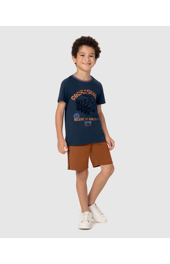 Conjunto Infantil Menino Camiseta Courageous Em Algodão Malwee Kids