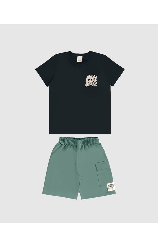 Conjunto Infantil Menino Camiseta Estampa Frente E Costas Malwee Kids