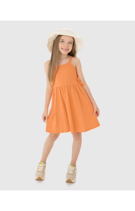 Vestido Infantil Laço Lateral Em Algodão Malwee Kids