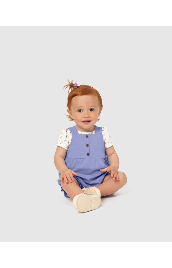 Conjunto Infantil Menina Blusa + Macaquinho Em Algodão Malwee Kids
