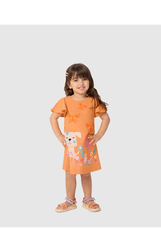 Vestido Infantil Amplo Com Estampa Em Algodão Malwee Kids