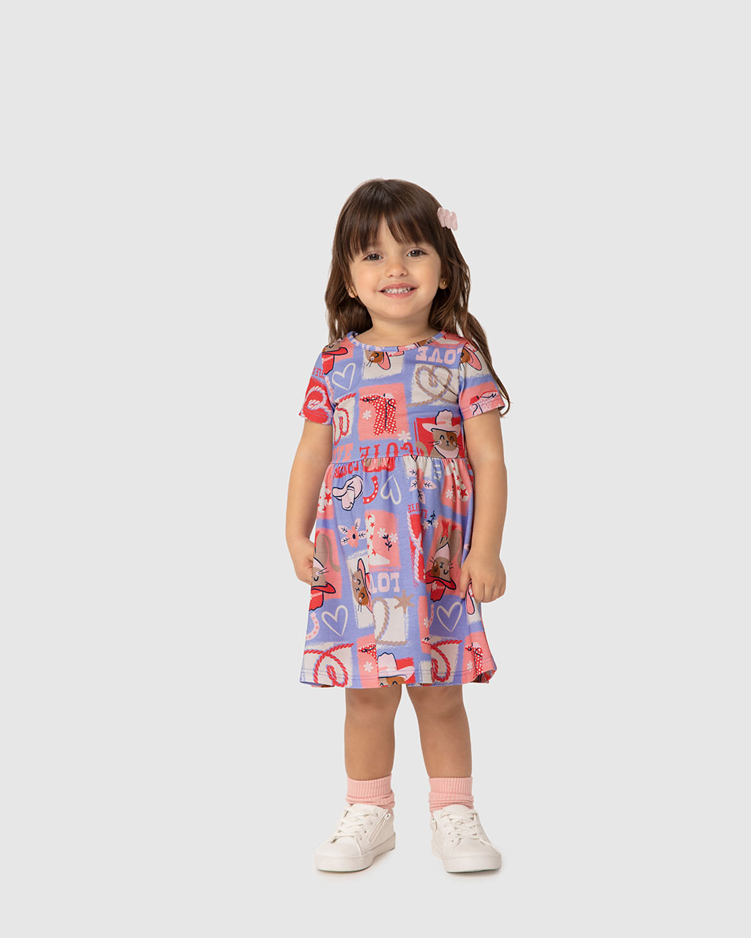 Vestido Infantil Rodado Com Estampa Em Algodão Malwee Kids