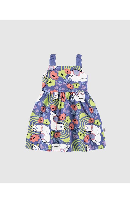 Vestido Infantil Estampa Lhama Em Algodão Malwee Kids