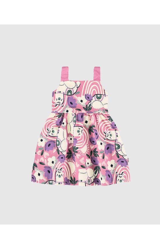 Vestido Infantil Estampa Lhama Em Algodão Malwee Kids