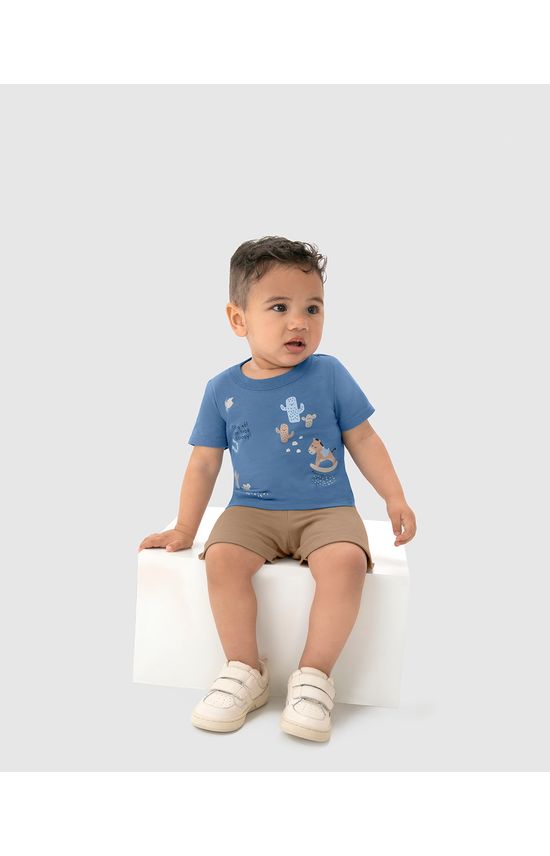 Conjunto Infantil Menino Camiseta Estampada + Bermuda Em Algodão Malwee Kids