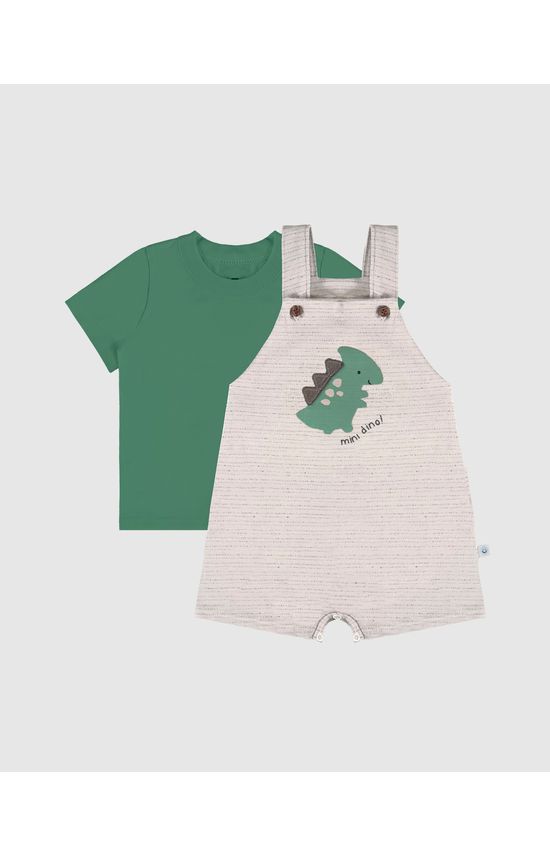 Conjunto Infantil Menino Camiseta + Macacão Mini Dino Malwee Kids