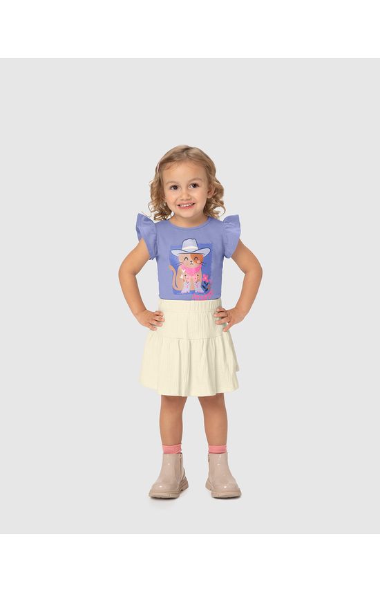 Conjunto Infantil Menina Blusa Estampada E Saia Evasê Malwee Kids