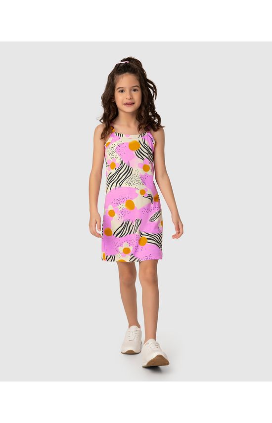 Vestido Infantil Decote Reto Estampado Em Algodão Malwee Kids