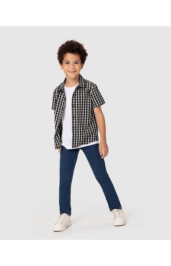 Camisa Infantil Menino Manga Curta Xadrez Em Tricoline Malwee Kids