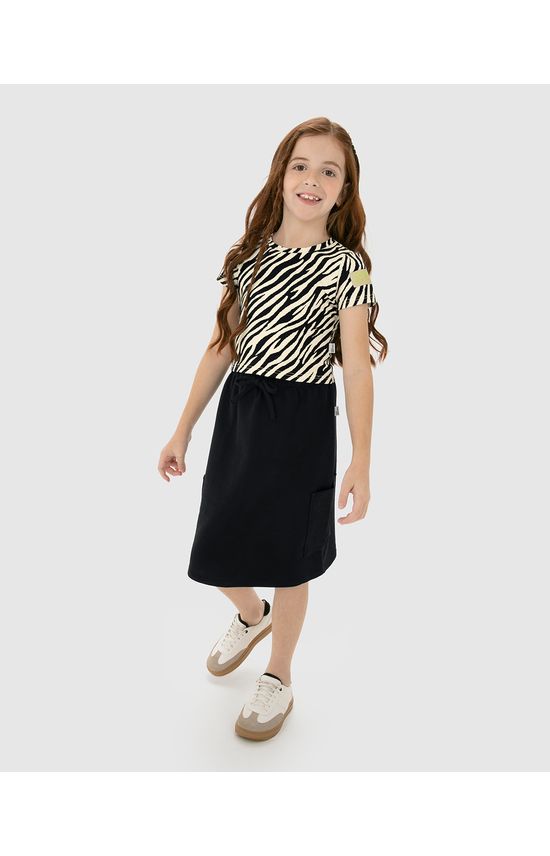 Conjunto Infantil Menina Blusa Animal Print + Saia Midi Cargo Malwee Kids