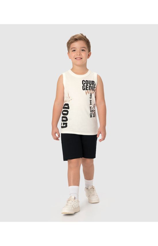 Regata Infantil Menino Estampa Lettering Em Algodão Malwee Kids