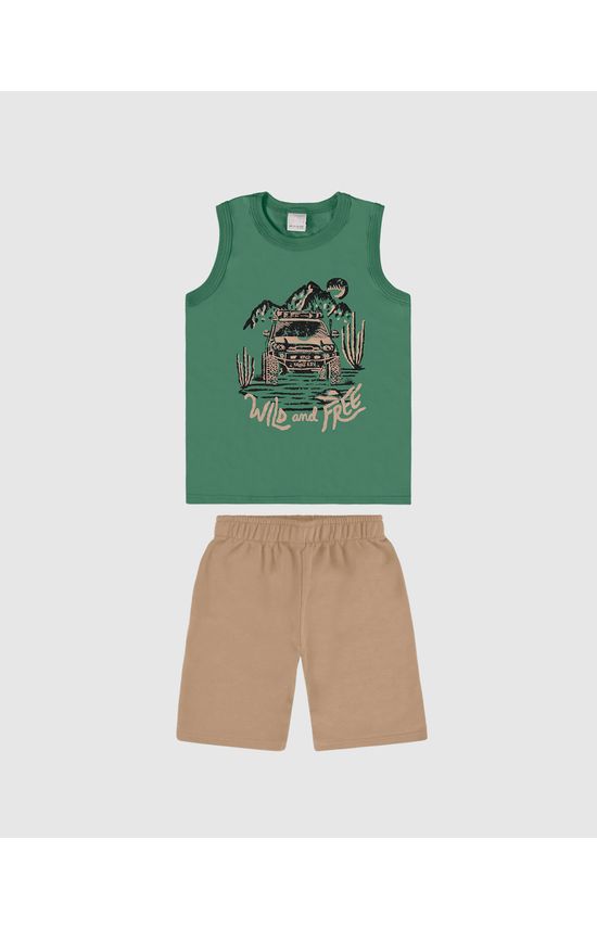 Conjunto Infantil Menino Regata + Bermuda Em Algodão Malwee Kids