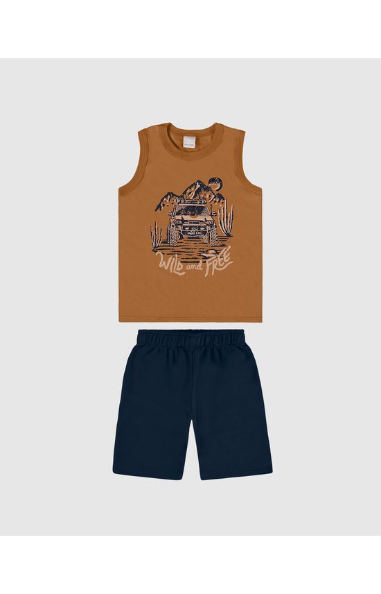 Conjunto Infantil Menino Regata + Bermuda Em Algodão Malwee Kids