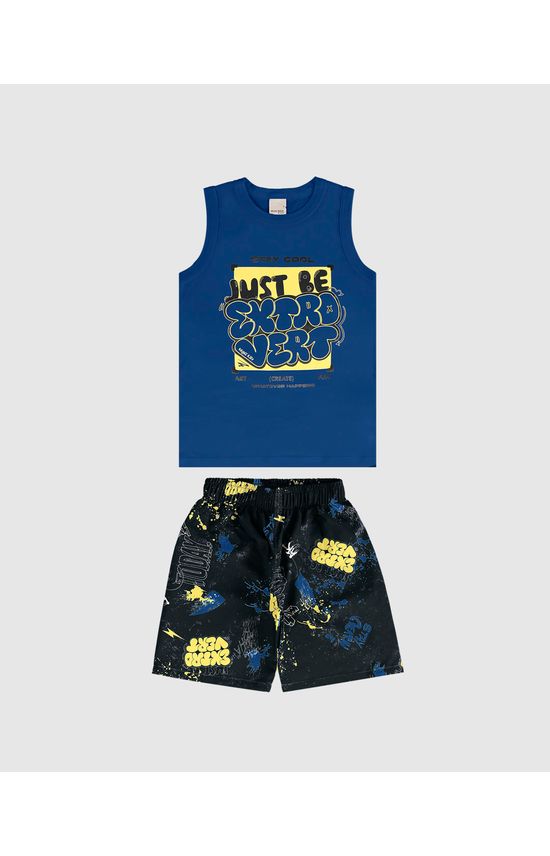 Conjunto Infantil Menino Estampado Bermuda Microfibra Malwee Kids